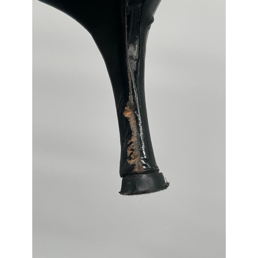 Miu Miu Vintage Wool Patent Cap Toe Floral Appliqué Slingback Heels IT 38 - Picture 10 of 13